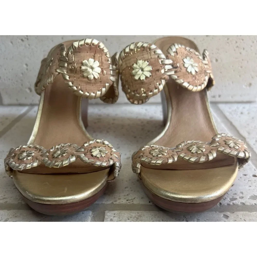 Jack Rogers Women’s Jacks Cork Gold Fleck Lucia Wedge Sandals Size 11